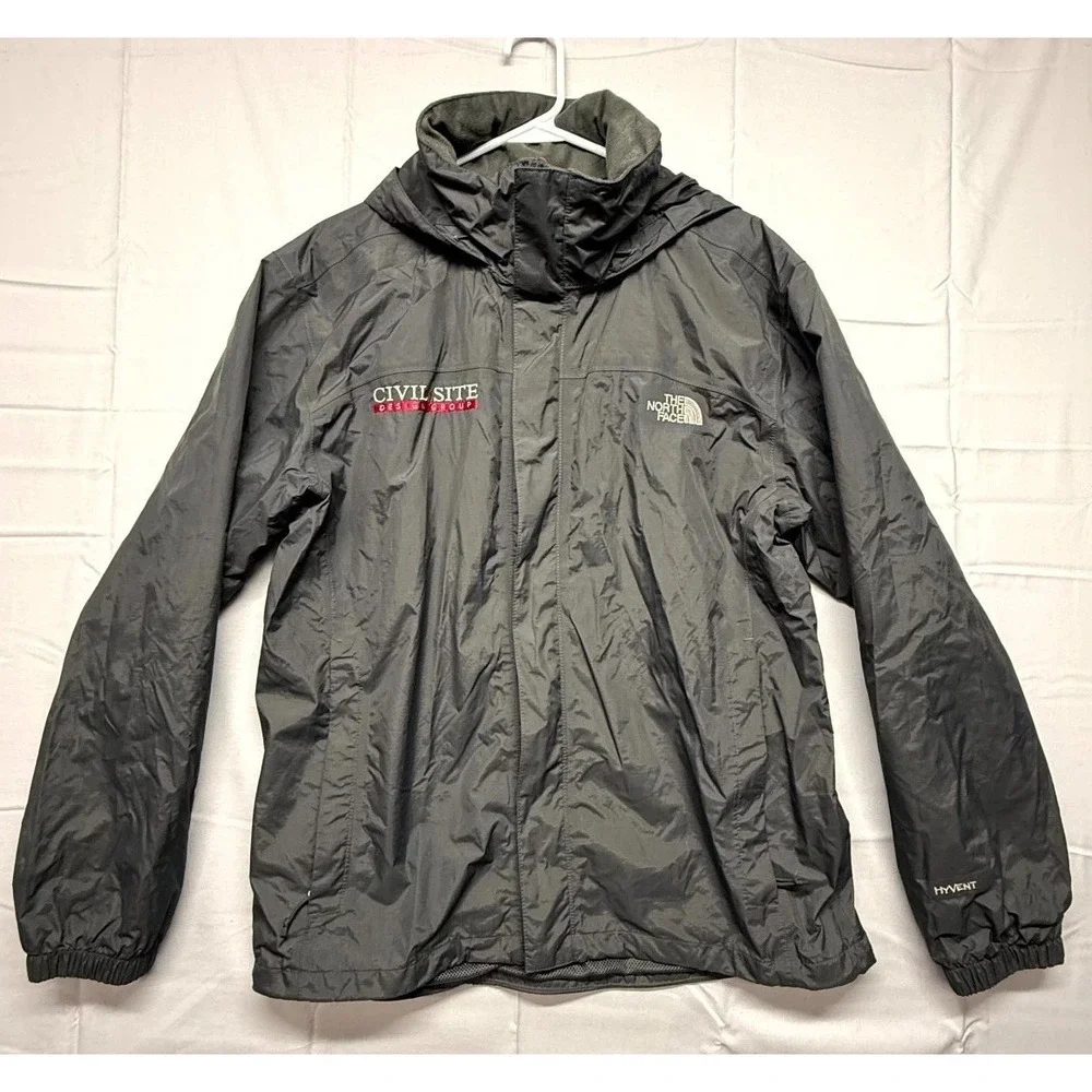 The North Face Hyvent Rain Jacket Mens Medium Black Nylon Ripstop Mesh Mock Neck